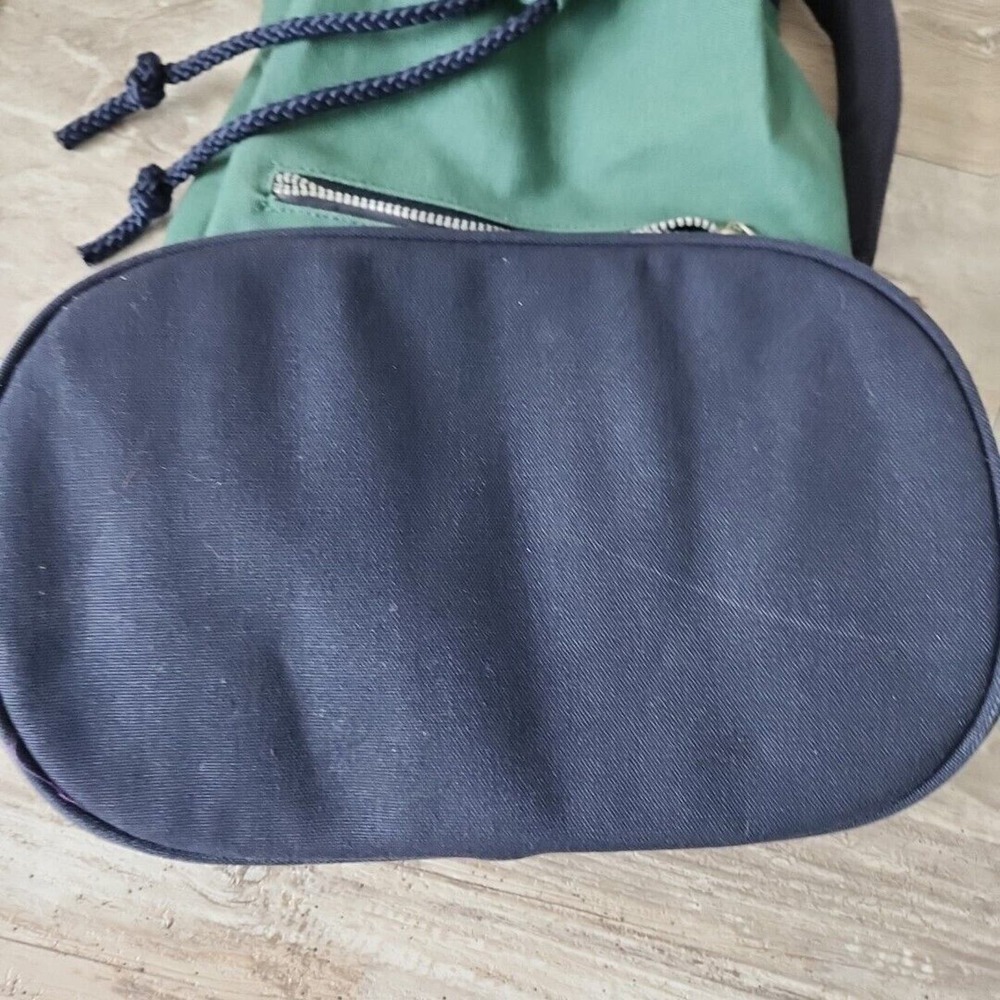 Vintage NAUTICA Green Blue Heavy Canvas Draw Pull String Sailor Seaman Sling Bag - Picture 11 of 13